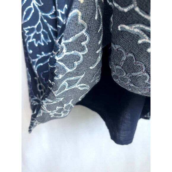 Caslon Navy Blue Shift Dress sz Petite S Floral Botanical Ruffles Boho Peasant - Picture 8 of 11